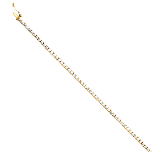 14K Yellow Gold Round Cut CZ Tennis Women's Bracelet size 7.5"