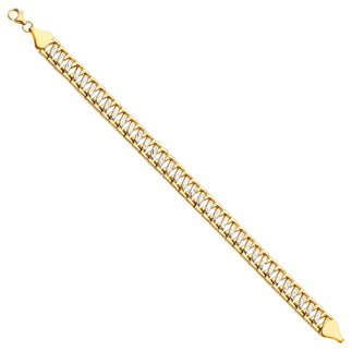 14K Two-Tone Gold Fancy Link Women's Bracelet Size 7.5