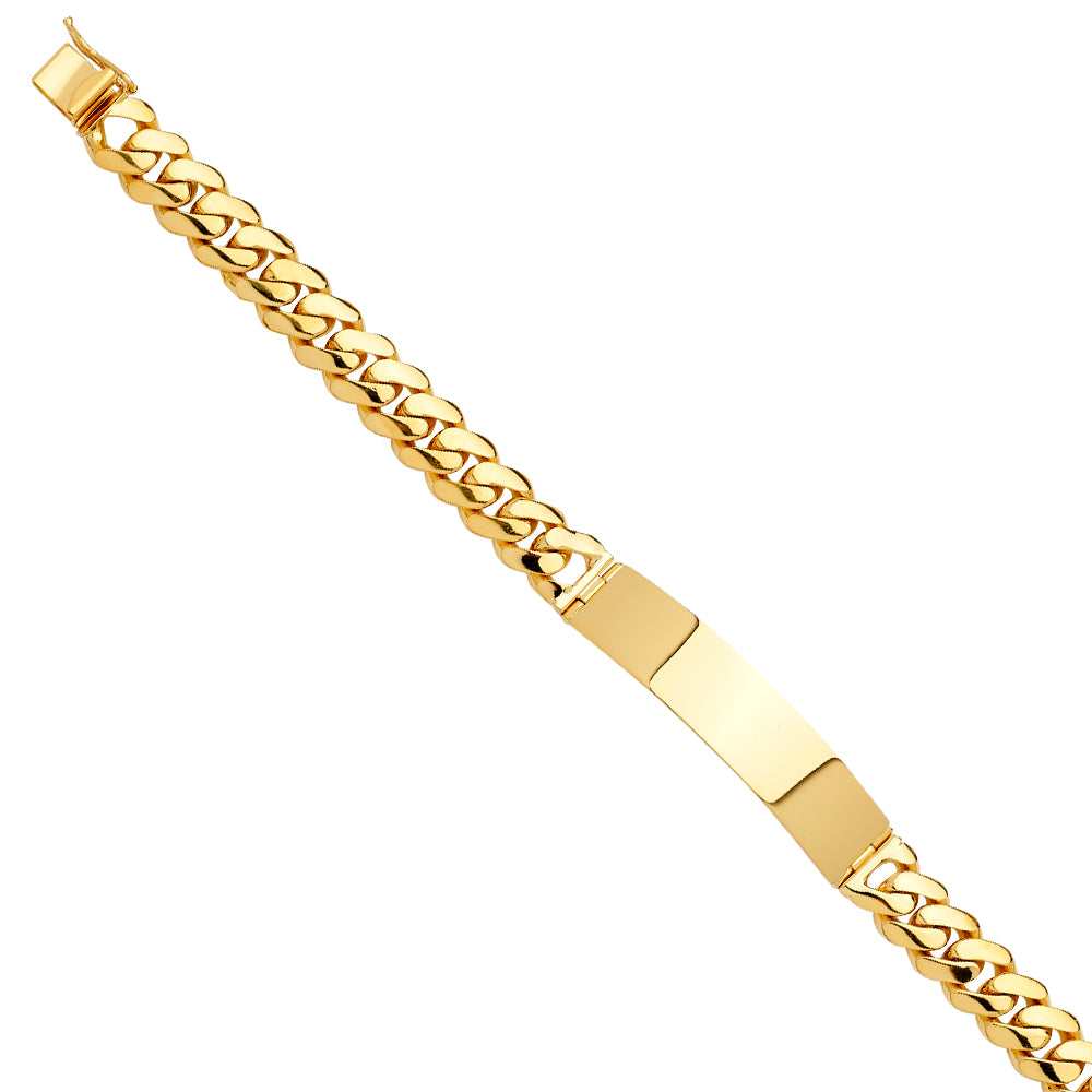 14K Yellow Gold Men’s Miami Cuban Link ID Plate Bracelet-10mm Wide