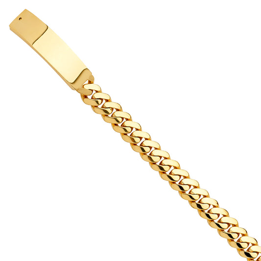 14K Yellow Gold Cuban Link ID Plate Men’s Bracelet 13mm Wide