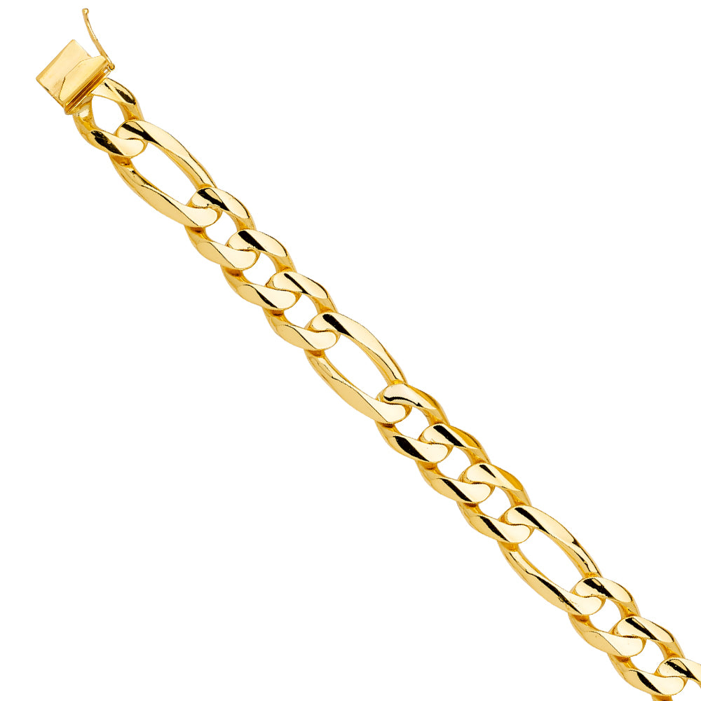 Men’s 14K Yellow Gold Figaro Link Bracelet-13mm Wide