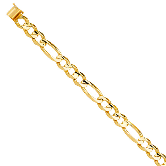 Men’s 14K Yellow Gold Figaro Link Bracelet-11.5mm Wide