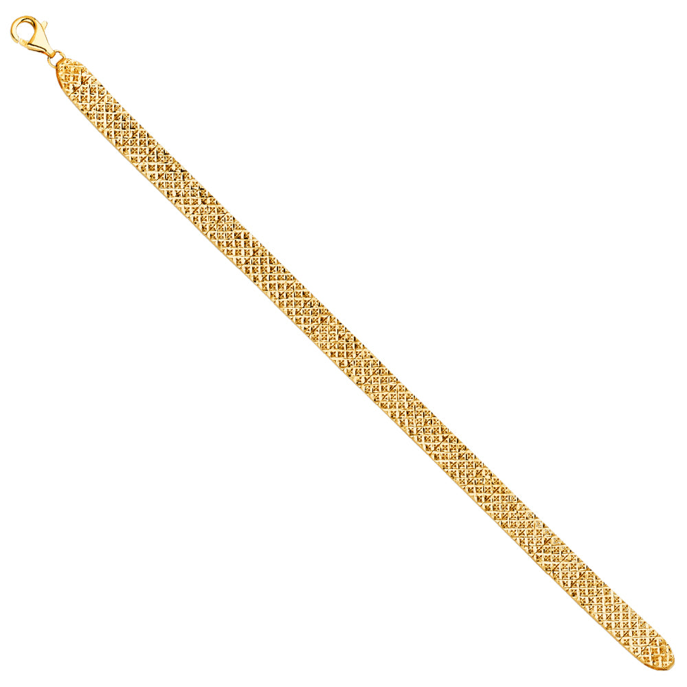 14K Yellow Gold Diamond Cut Fancy Link Women's Bracelet size 7.5"