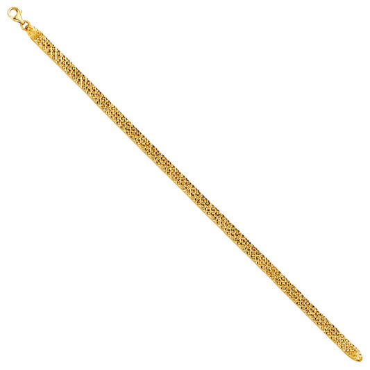 14K Yellow Gold Diamond Cut Fancy Link Women's Bracelet size 7.25"