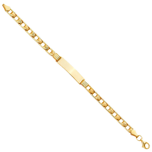 14K Yellow Gold Children’s Fancy Link ID Bracelet