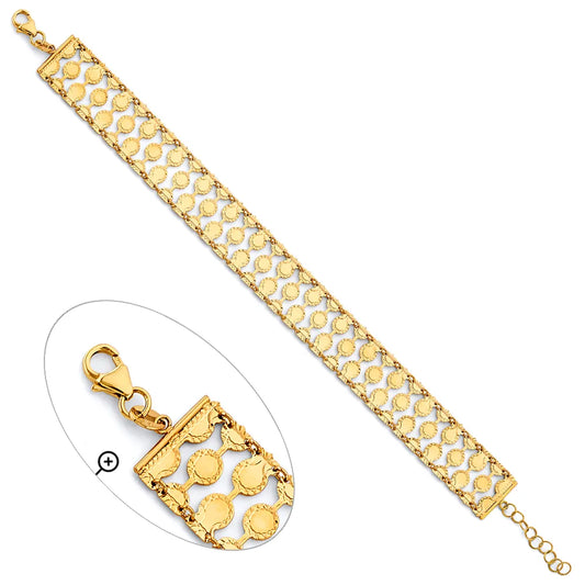 14K Yellow Gold Multi-Link Women's Bracelet 7"+1" Extender