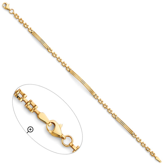 14K Yellow Gold Bar Design Fancy Link Women's Bracelet size 7.25"