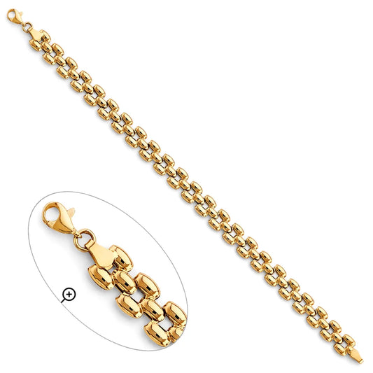 14K Yellow Gold Fancy Link Women's Bracelet size 7.5"