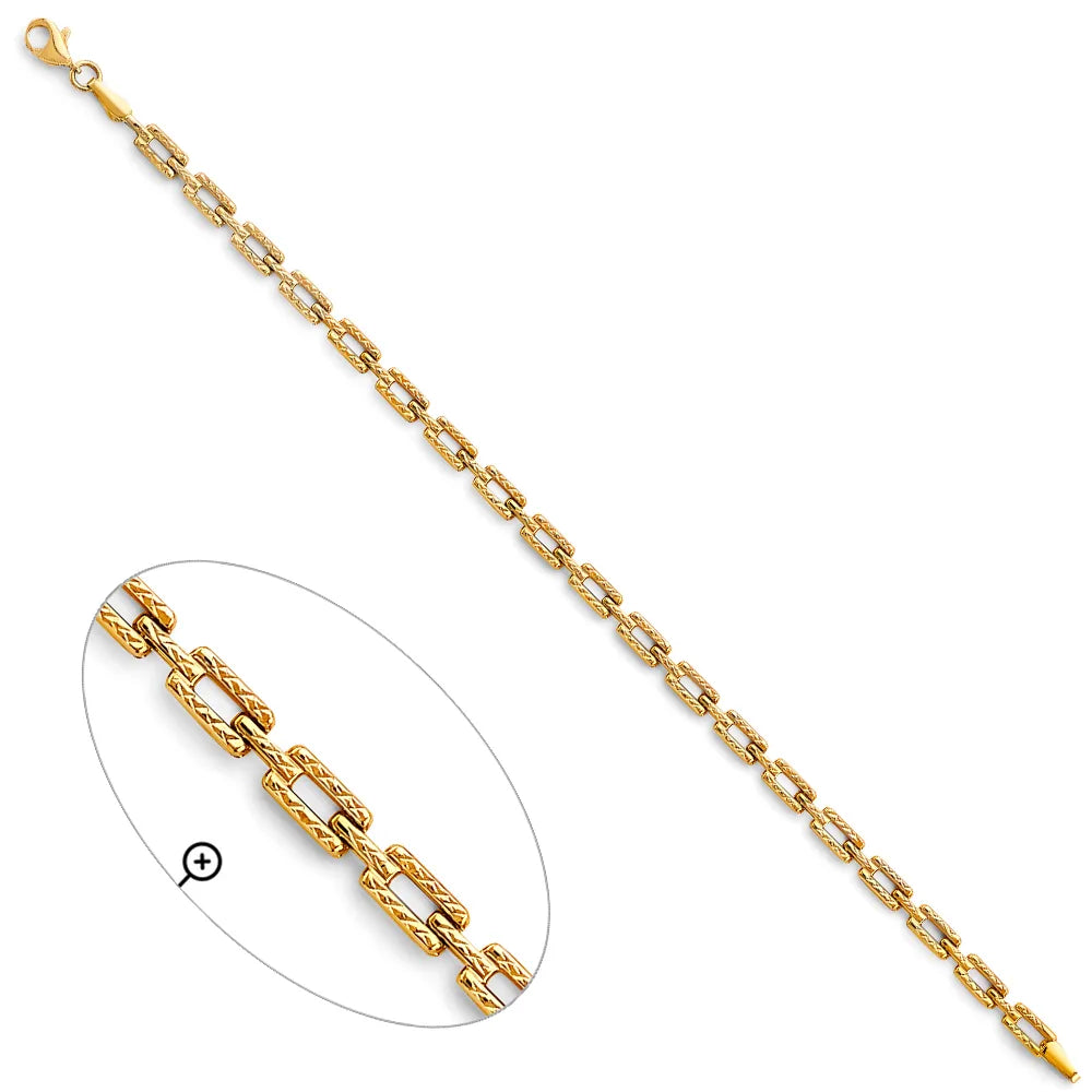 14K Yellow Gold Diamond Cut Paperclip Link Women's Bracelet size 7.25"