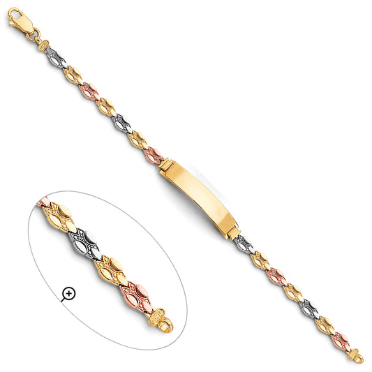 14K Tri-Color Gold Children’s Fancy Link ID Bracelet