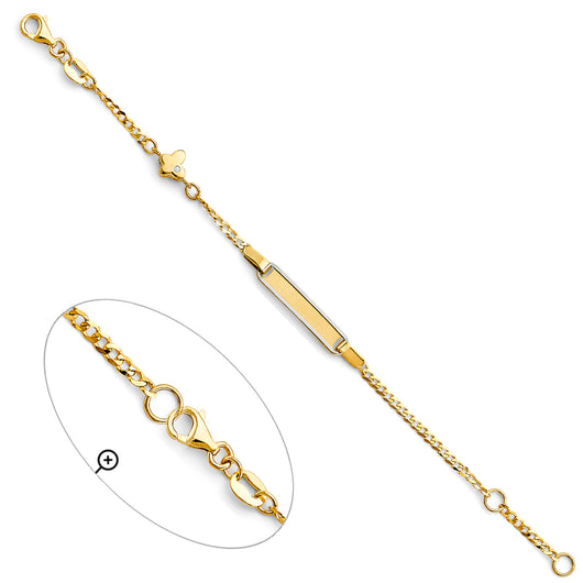 14K Two-Tone Gold Children’s ID Bracelet with Curb Link Chain and Butterfly Charm Accented with Cubic Zirconia