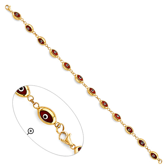 14K Yellow Gold Women’s Evil Eye Bracelet