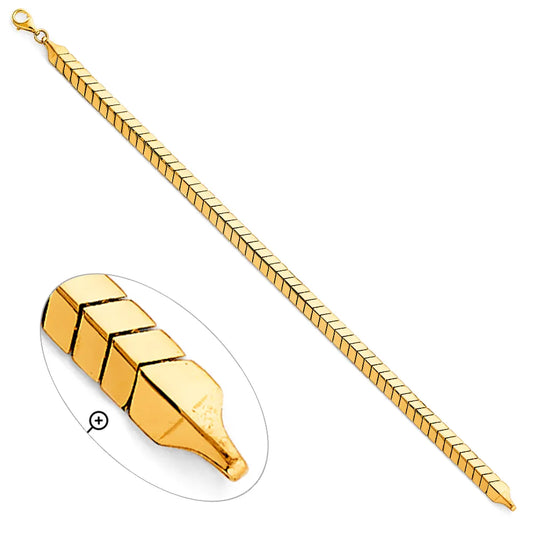 14K Yellow Gold Herringbone Link Women's Bracelet size 7.5"