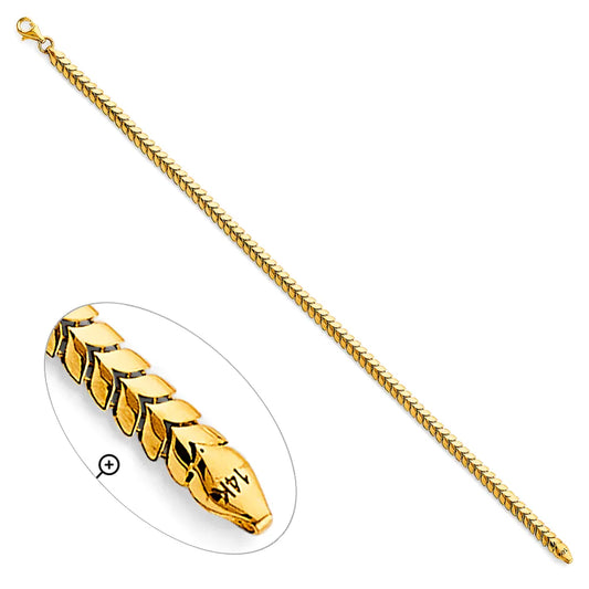 14K Yellow Gold Herringbone Link Women's Bracelet size 7.5"