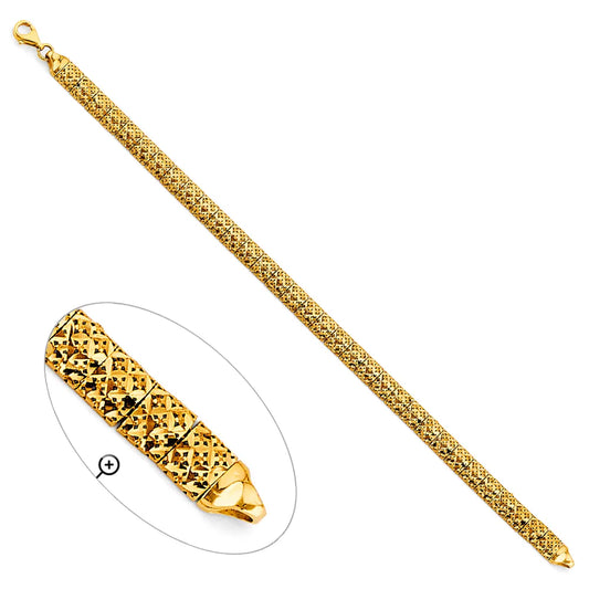 14K Yellow Gold Diamond Cut Fancy Link Women's Bracelet size 7.5"