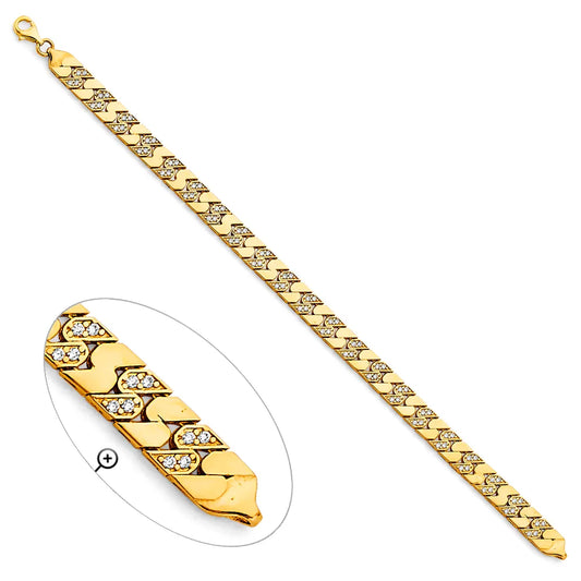 14K Yellow Gold CZ Fancy Link Women's Bracelet size 7.5"