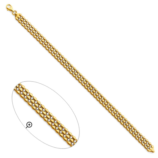 14K Yellow Gold CZ Fancy Link Women's Bracelet size 7.5"