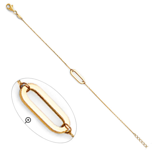 14K Yellow Gold Paperclip Link Chain Bracelet – 7" + 1" Extender