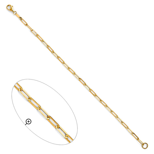 14K Yellow Gold Paperclip Link Chain Bracelet – 7.5"