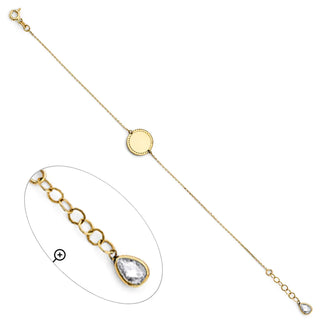 14K Yellow Gold Beaded Edge Disc Chain Bracelet – 7