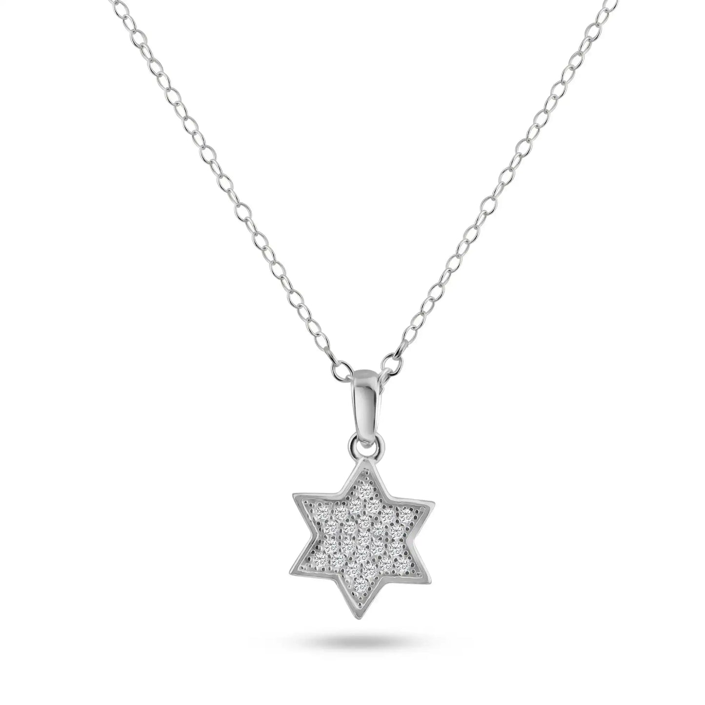 925 Sterling Silver Rhodium Plated Star CZ Dangling Pendant