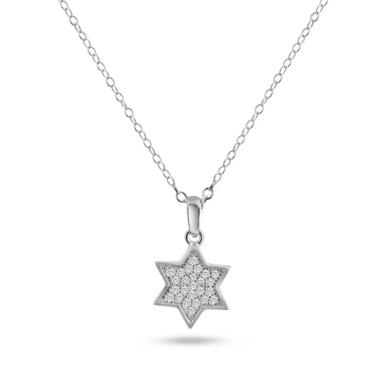 925 Sterling Silver Rhodium Plated Star CZ Dangling Pendant