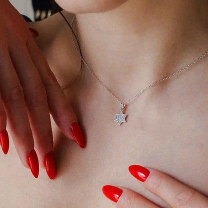 925 Sterling Silver Rhodium Plated Star CZ Dangling Pendant