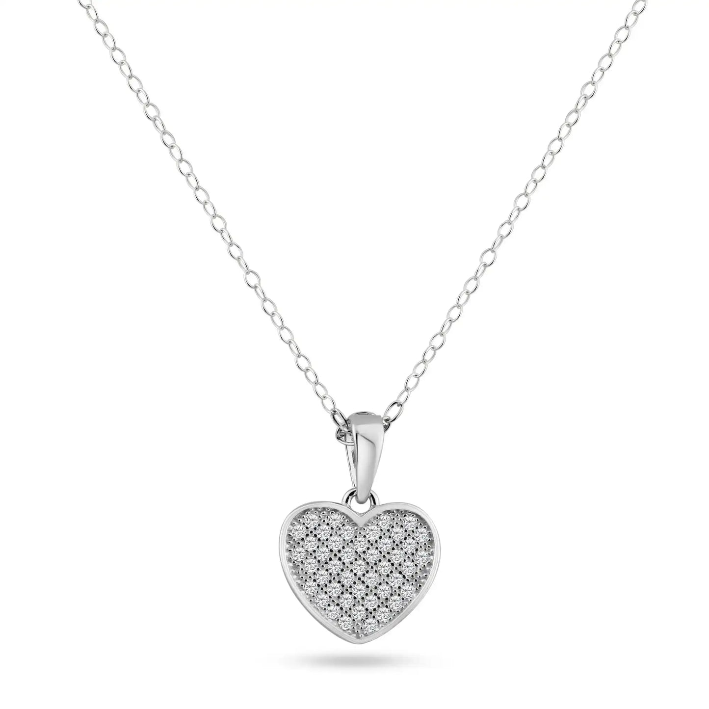 925 Sterling Silver Rhodium Plated Heart CZ Dangling Pendant