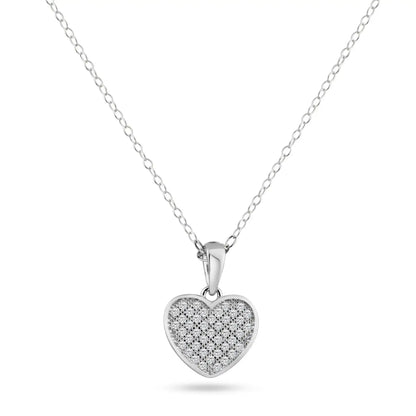 925 Sterling Silver Rhodium Plated Heart CZ Dangling Pendant