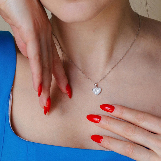 925 Sterling Silver Rhodium Plated Heart CZ Dangling Pendant