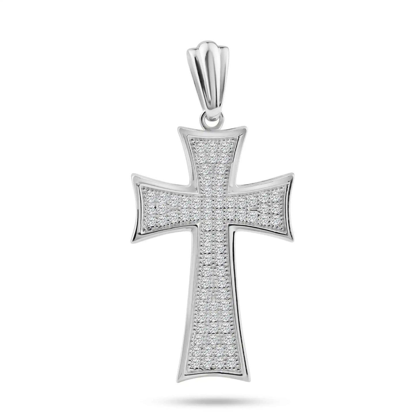 925 sterling silver Rhodium Plated Cross Micro Pavet CZ Dangling Pendant