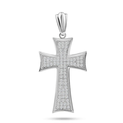 925 sterling silver Rhodium Plated Cross Micro Pavet CZ Dangling Pendant