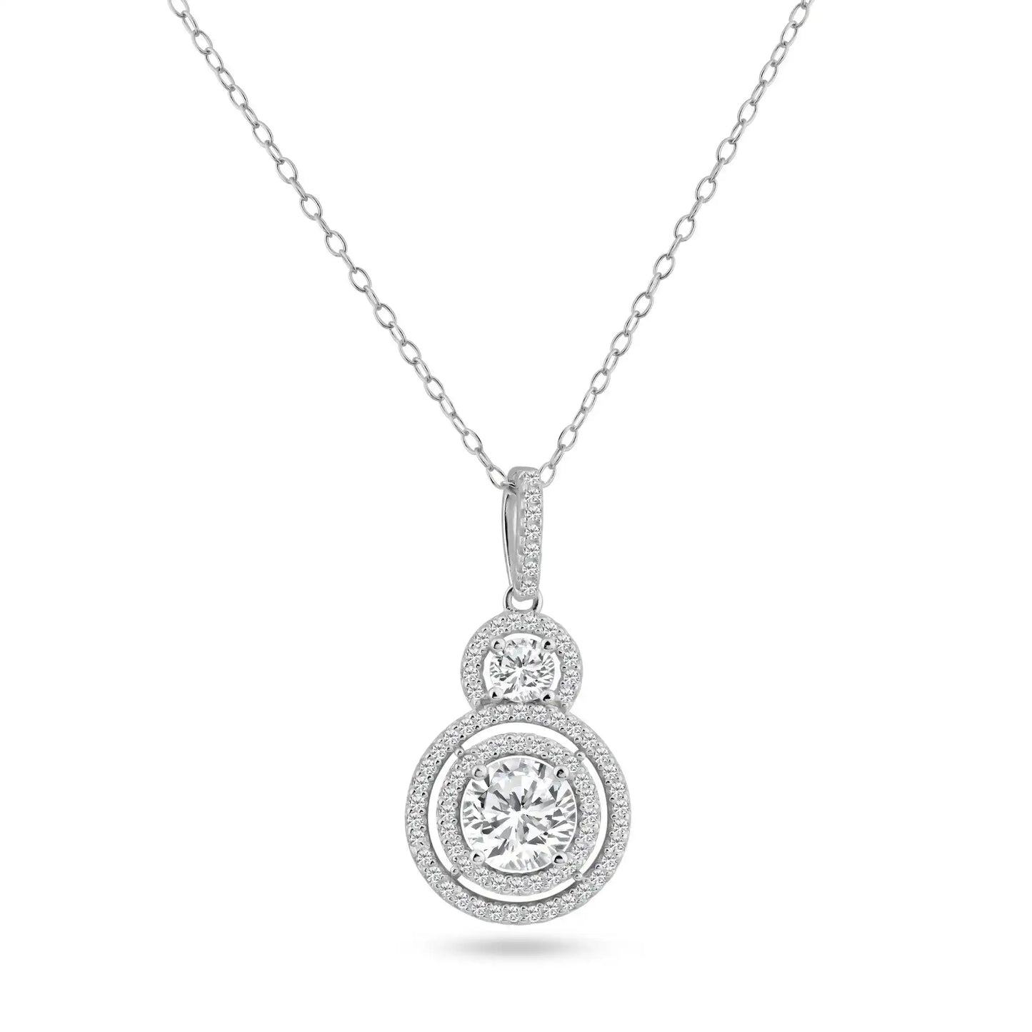925 sterling silver Rhodium Plated Multiple Graduated Circle Micro Pave CZ Dangling Pendant