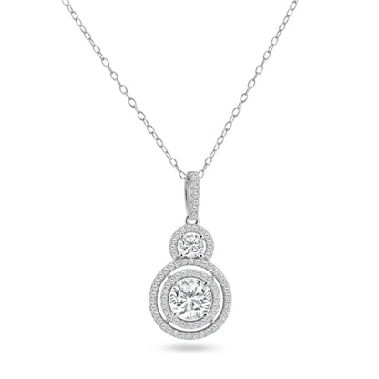925 sterling silver Rhodium Plated Multiple Graduated Circle Micro Pave CZ Dangling Pendant