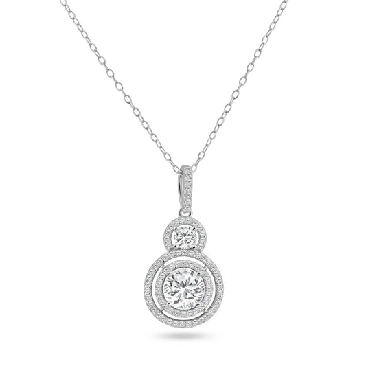 925 sterling silver Rhodium Plated Multiple Graduated Circle Micro Pave CZ Dangling Pendant