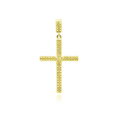 925 Sterling Silver Gold Plated Cross Micro Pave CZ Dangling Pendant