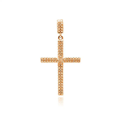 925 Sterling Silver Rose Gold Plated Cross Micro Pave CZ Dangling Pendant