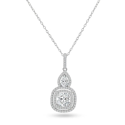 925 sterling Silver Rhodium Plated Square Teardrop Micro Pave CZ Dangling Pendant Rhodium Plated Square Teardrop Micro Pave CZ Dangling Pendant Rhodium Plated Square Teardrop Micro Pave CZ Dangling Pendant