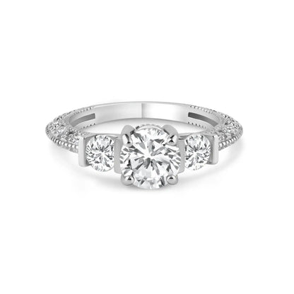 925 Sterling Silver Rhodium Plated Pave Clear CZ Past Present Future Ring