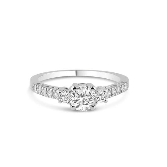 925 Silver Rhodium Plated Pave CZ Past Present Future Ring