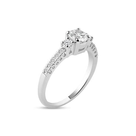 925 Silver Rhodium Plated Pave CZ Past Present Future Ring