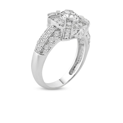 925 Silver Rhodium Plated Pave CZ Ring