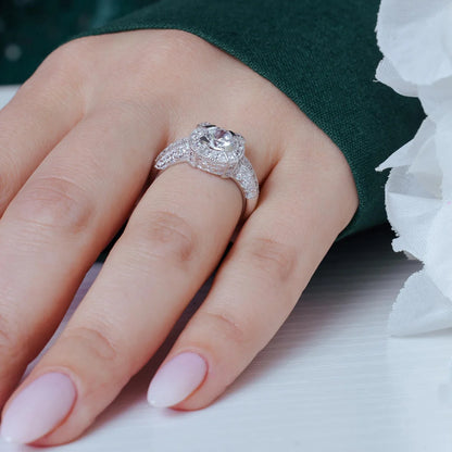 925 Silver Rhodium Plated Pave CZ Ring