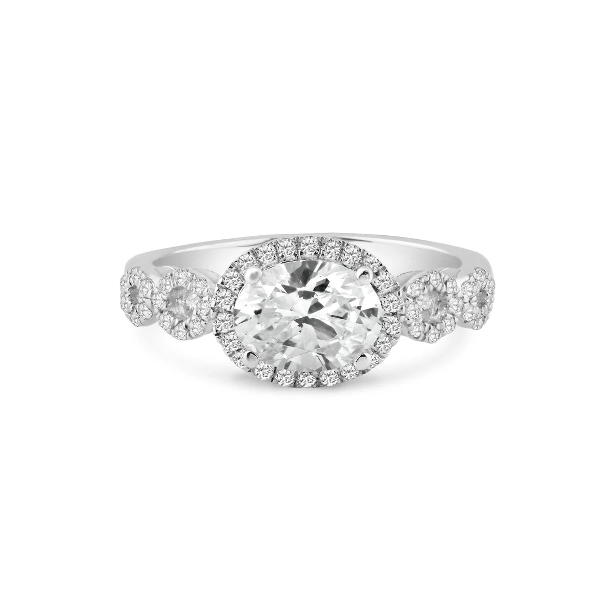 925 Silver Rhodium Plated Micro Pave Clear Cluster CZ Ring