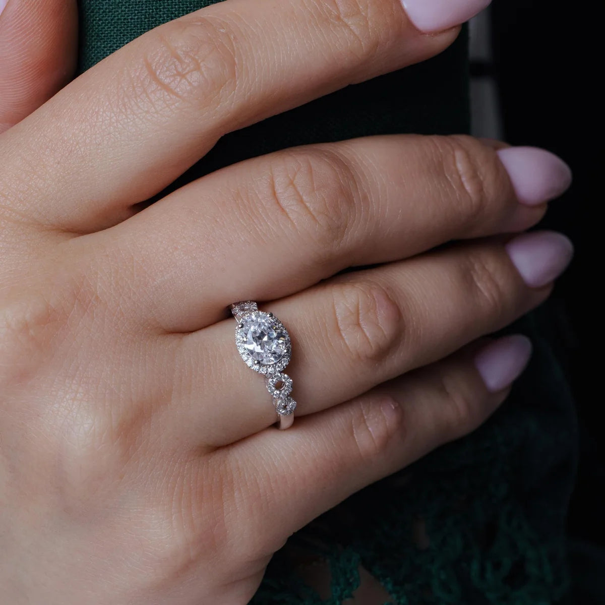 925 Silver Rhodium Plated Micro Pave Clear Cluster CZ Ring