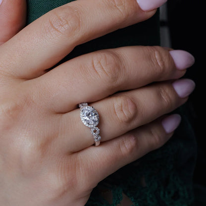 925 Silver Rhodium Plated Micro Pave Clear Cluster CZ Ring