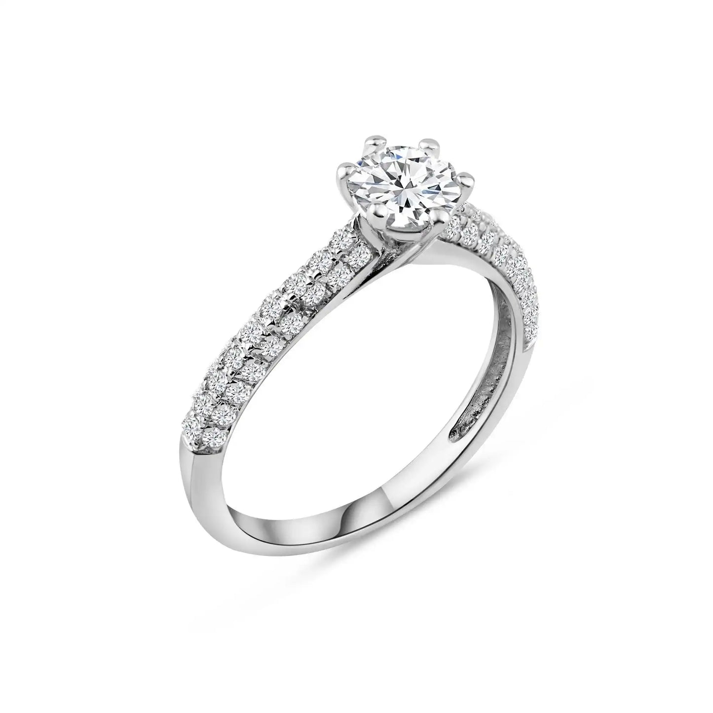 925 Sterling Silver Rhodium Plated Micro Pave CZ Ring