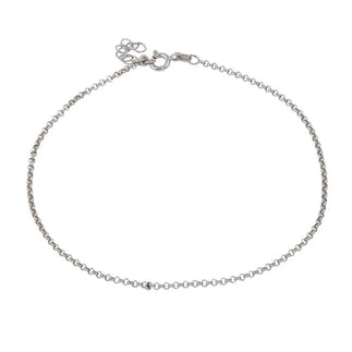925 Sterling Silver Rhodium Plated Rolo Link Anklet 1.7mm