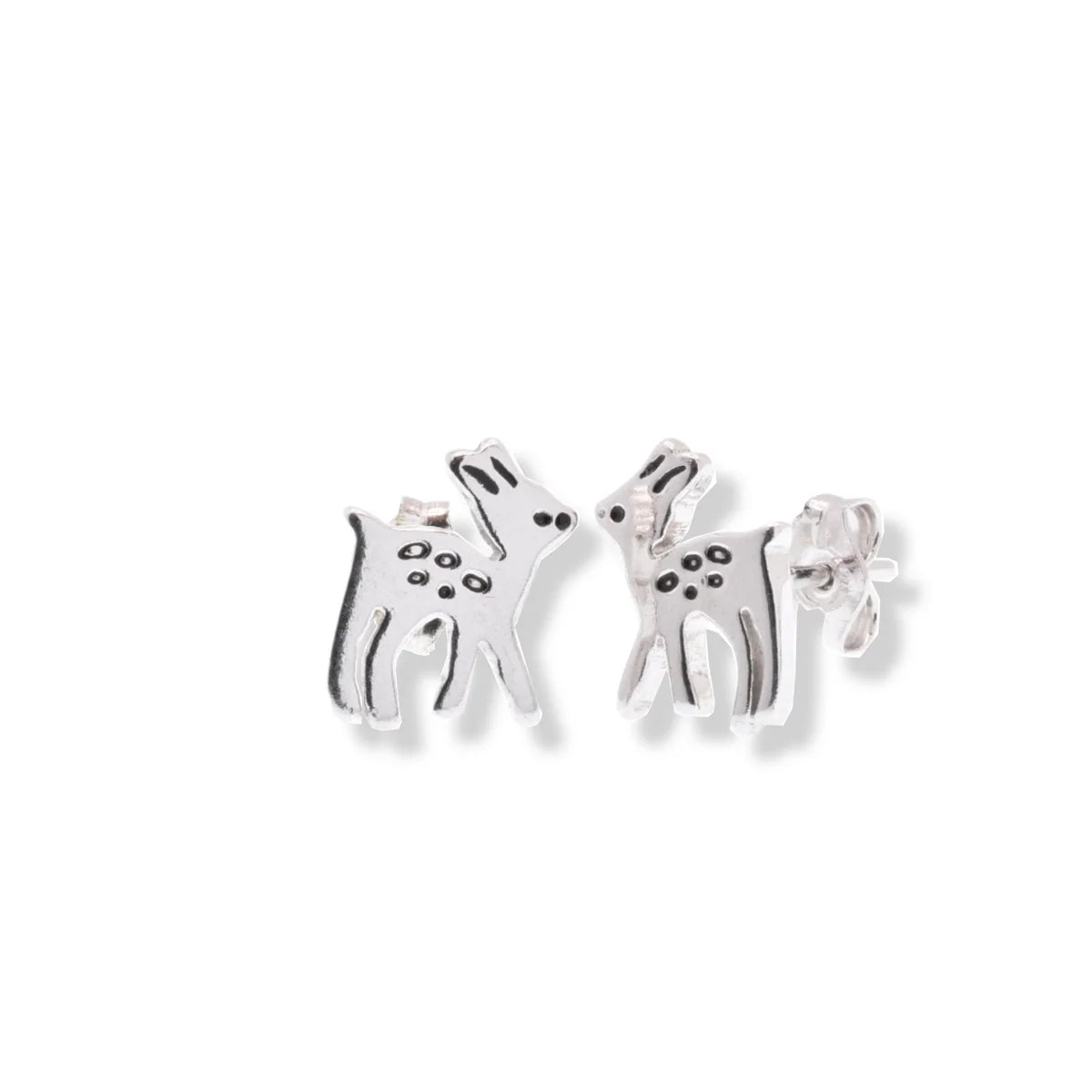925 Sterling Rhodium Plated Deer 8mm x 10.5mm Stud Earring