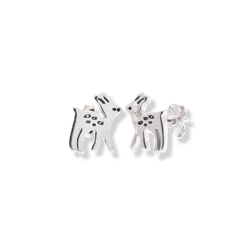925 Sterling Rhodium Plated Deer 8mm x 10.5mm Stud Earring